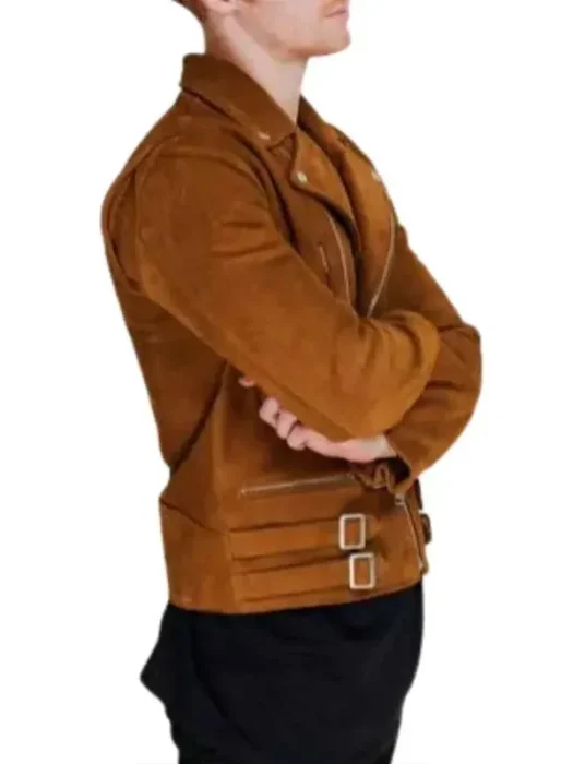 Mens Brown Moto Suede Jacket