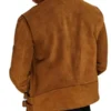 Mens Brown Moto Suede Leather Jacket Back