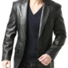 Mens Notch Lapel Two Button Black Blazer