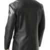 Mens Notch Lapel Two Button Black Leather Blazer Jacket Back