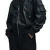 Men’s Oversized Leather Black Bomber Jacket