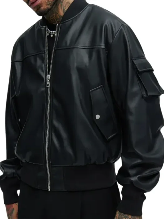 Men’s Oversized Leather Bomber Jacket