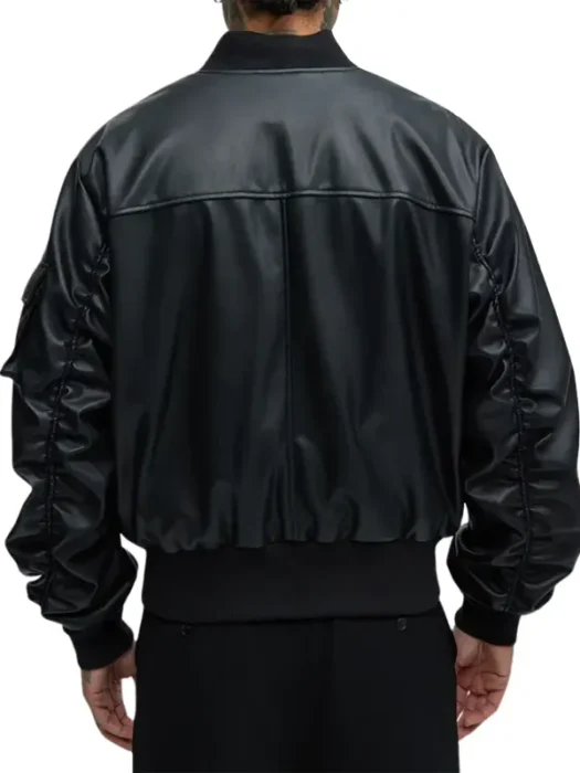 Men’s Oversized Leather Bomber Jacket Back