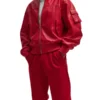 Men’s Oversized Red Leather Bomber Jacket