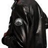 Mens Patched Black Bomber Leather Jacket Back