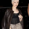Milan Fashion Week Pom Klementieff Brown Leather Jacket