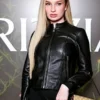 NY Fashion Week Kim Petras Black Leather Jacket