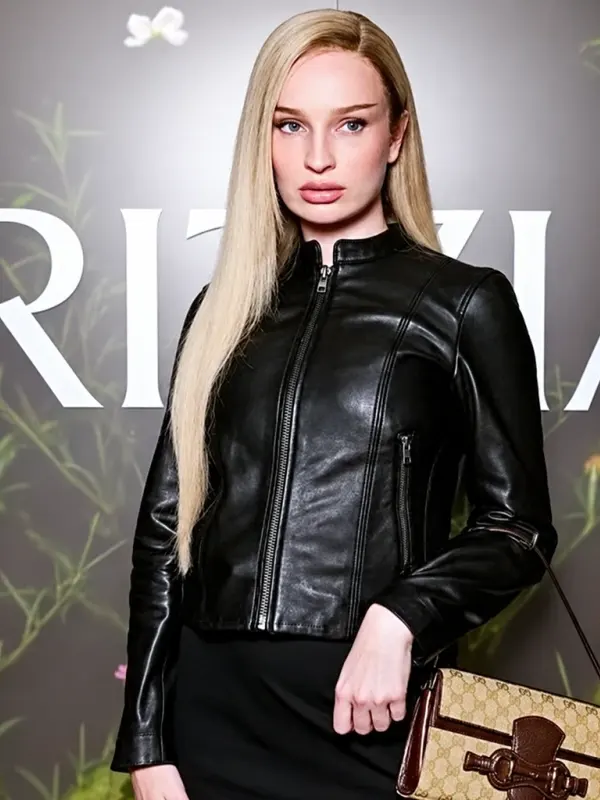 NY Fashion Week Kim Petras Black Leather Jacket