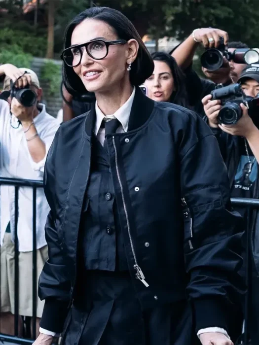 New York Fashion Week Demi Moore Black Satin Jacket