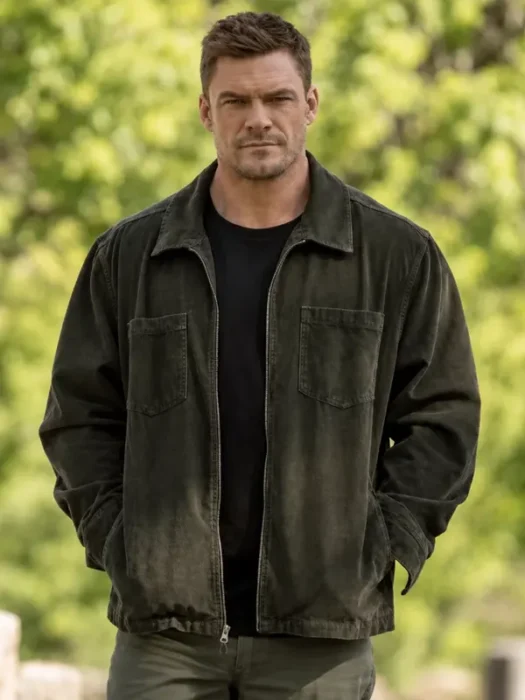 Reacher S4 Alan Ritchson Olive Green Corduroy Jacket