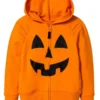 Fleece Halloween Pumpkin Zip Up Hoodie