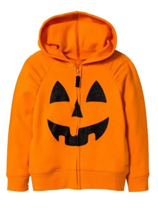 Fleece Halloween Pumpkin Zip Up Hoodie
