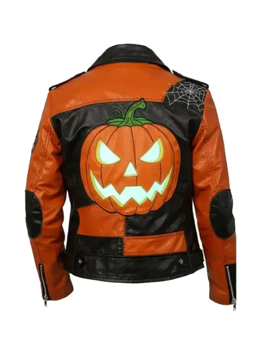 Halloween Patchwork Leather Jacket Back