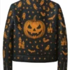 Halloween Pumpkin Biker Jacket back