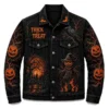 Halloween Trick or Treat Pumpkin Gothic Black Denim Coat