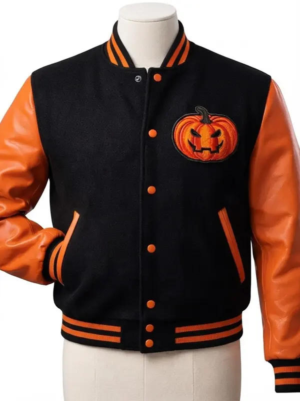 Pumpkin Black And Orange letterman Jacket